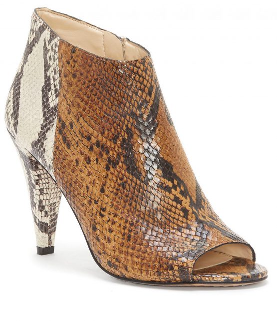 Boots & Booties | Azalea Snake Embossed Leather Peep Toe Booties Brown/Seashell/Snake – Vince Camuto Womens