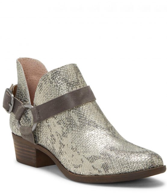 Boots & Booties | Bernaeh Snake Print Leather Block Heel Booties Periscope/Multi – Lucky Brand Womens