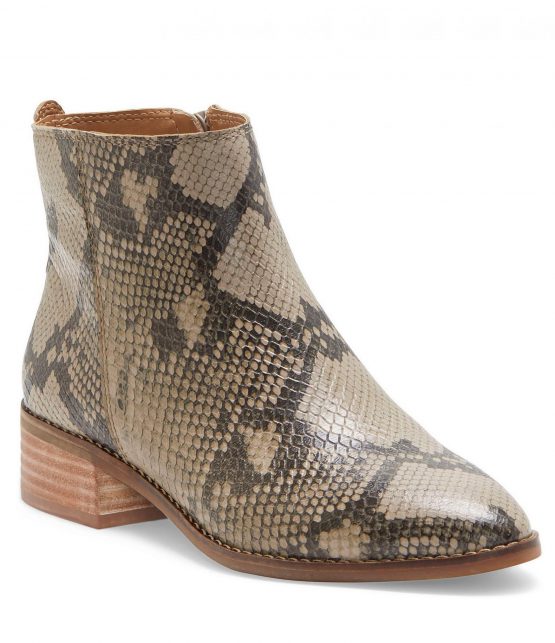 Boots & Booties | Lenree Snake Print Leather Block Heel Booties Chinchilla – Lucky Brand Womens