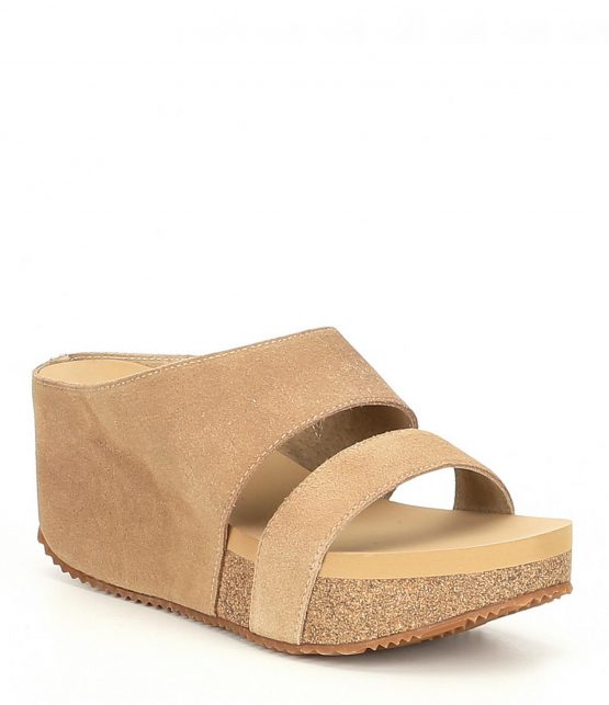 Sandals | August Suede Leather Wedge Sandals Sand – Volatile Womens