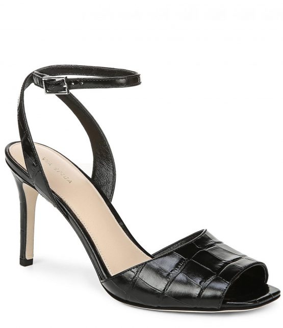 Sandals | Tatienne Croco Embossed Leather Dress Sandals Black – Via Spiga Womens