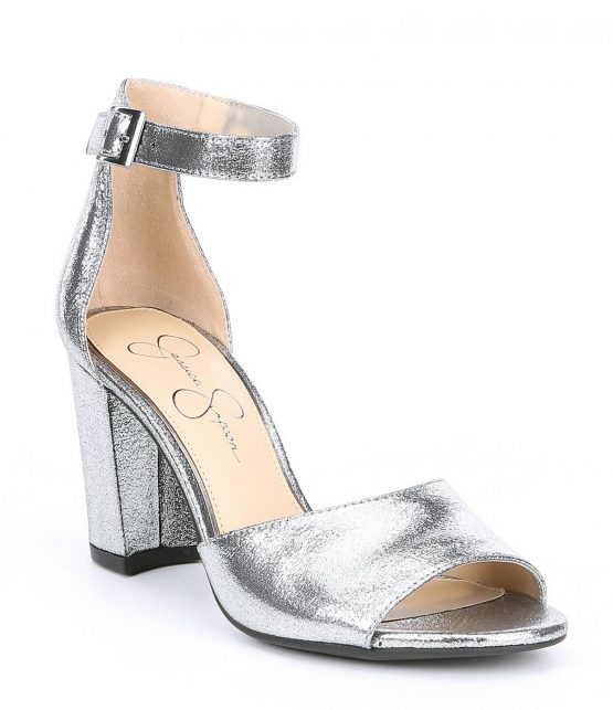 Special Occasion | Sherron Metallic Ankle Strap Block Heel Sandals Mineral – Jessica Simpson Womens