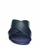Flats | Yesenia Leather Block Heel Slides Black – Cupcakes & Cashmere Womens