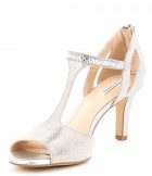 Sandals | MelroyTwo Rhinestone T-Strap Dress Sandals Chalk/Silver – Alex Marie Womens