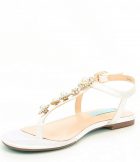Sandals | Blue by Betsey Johnson Laur Satin & Jewel Embellished T Strap Dress Sandals Ivory/Satin – Betsey Johnson Womens