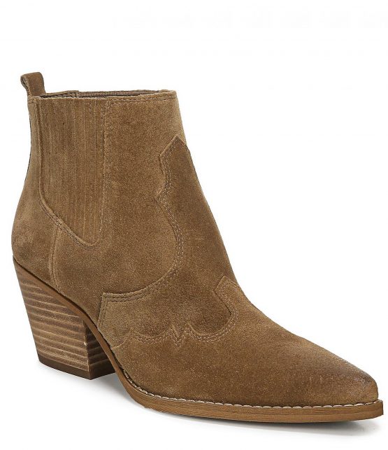 Boots & Booties | Winona Suede Western Block Heel Booties Hazelnut – Sam Edelman Womens