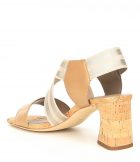 Sandals | Vikki Stretch Block Cork Heel Sandals Nude/Platinum – Donald Pliner Womens