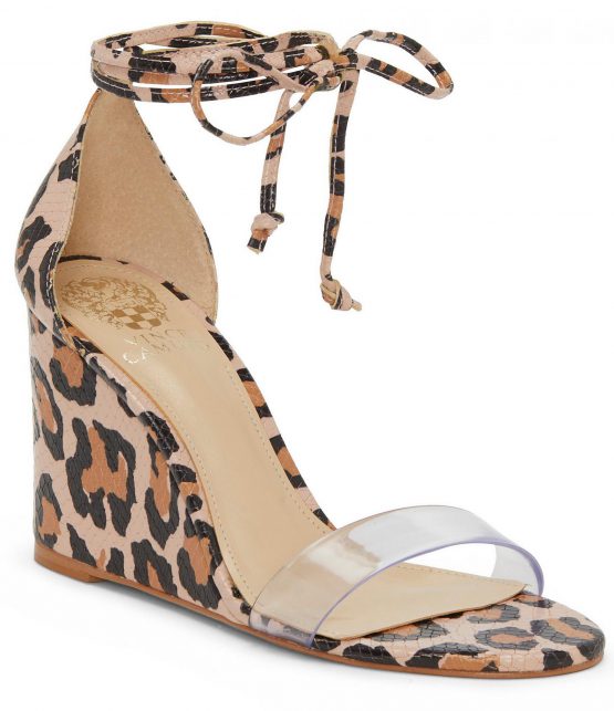 Wedges | Stassia Clear Strap and Leopard Print Wedges Leopard/Clear – Vince Camuto Womens